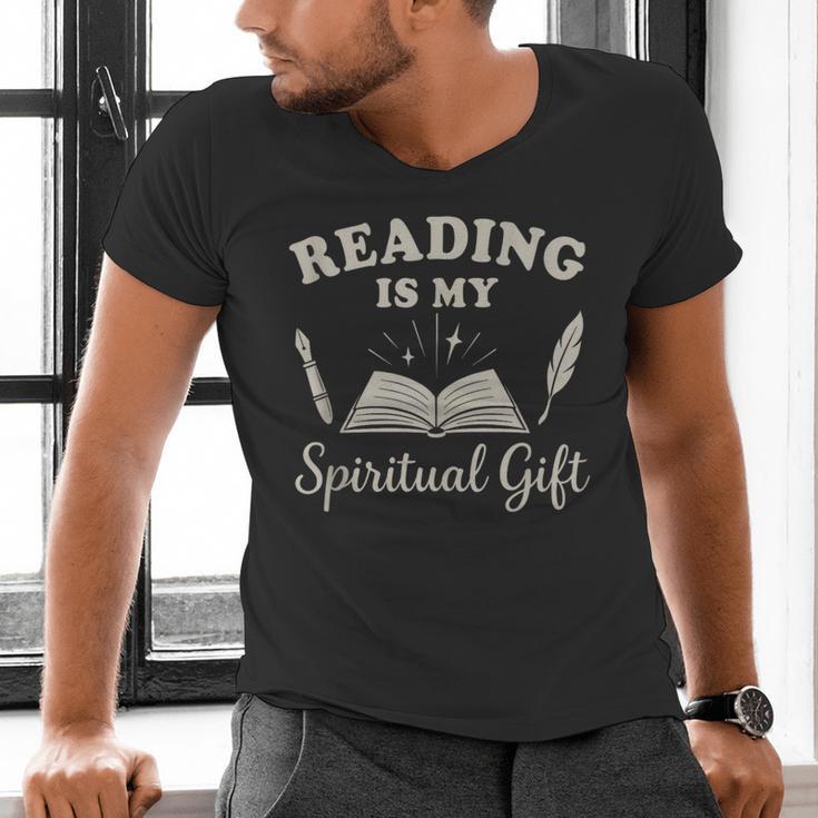 Reading Is My Spiritual Present Book Lover Reader Men's V-Neck T-Shirt