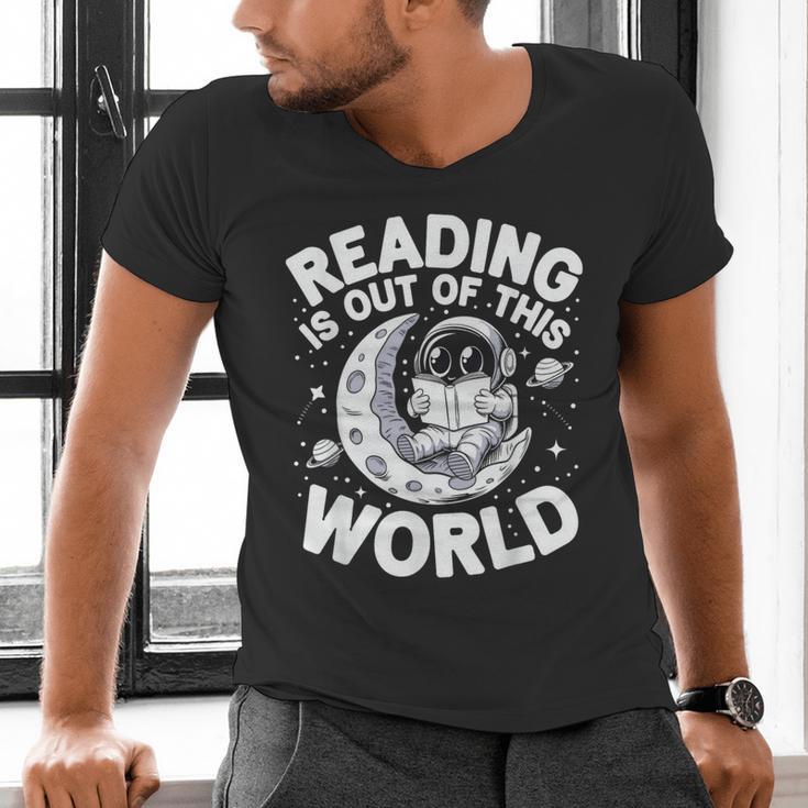 Reading Is Out Of This World Space Books Lover Men's V-Neck T-Shirt