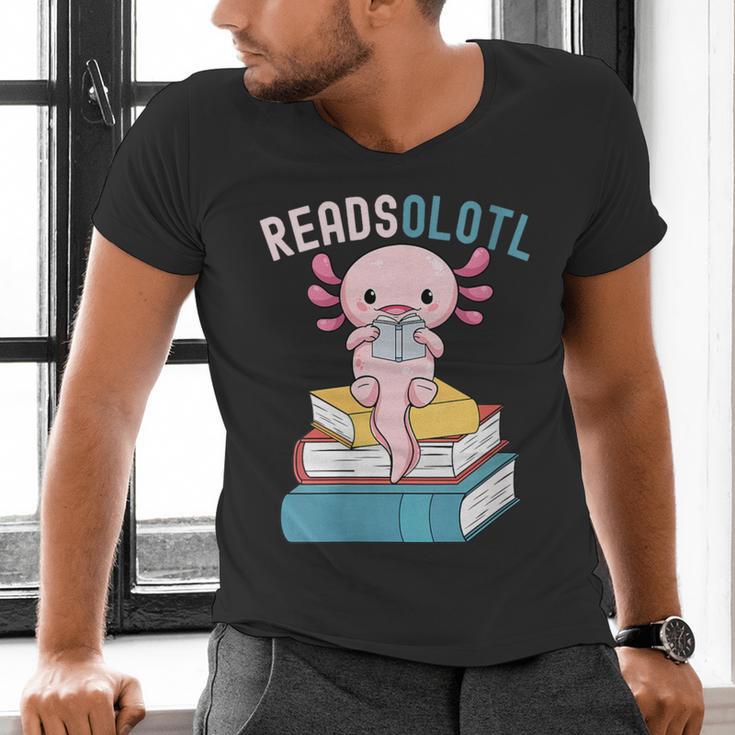 Reads Alotl Shirt Kids Readsolotl Read Axolotl Shirt Books Men's V-Neck T-Shirt
