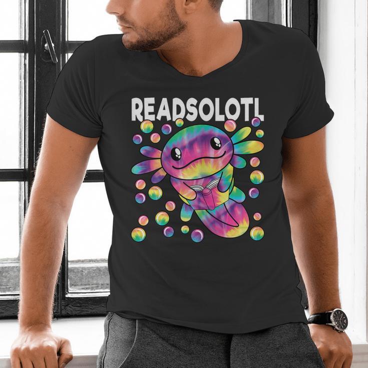 Readsolotl Cute Axolotl Book Lover Reading Women Girls Men's V-Neck T-Shirt