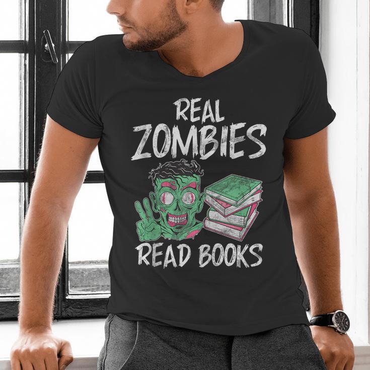 Real Zombies Read Books Zombie Men's V-Neck T-Shirt