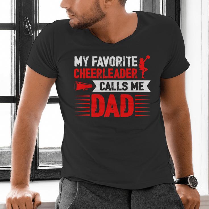 Red Cheer Dad Family Father Cheerleader Squad Men's V-Neck T-Shirt