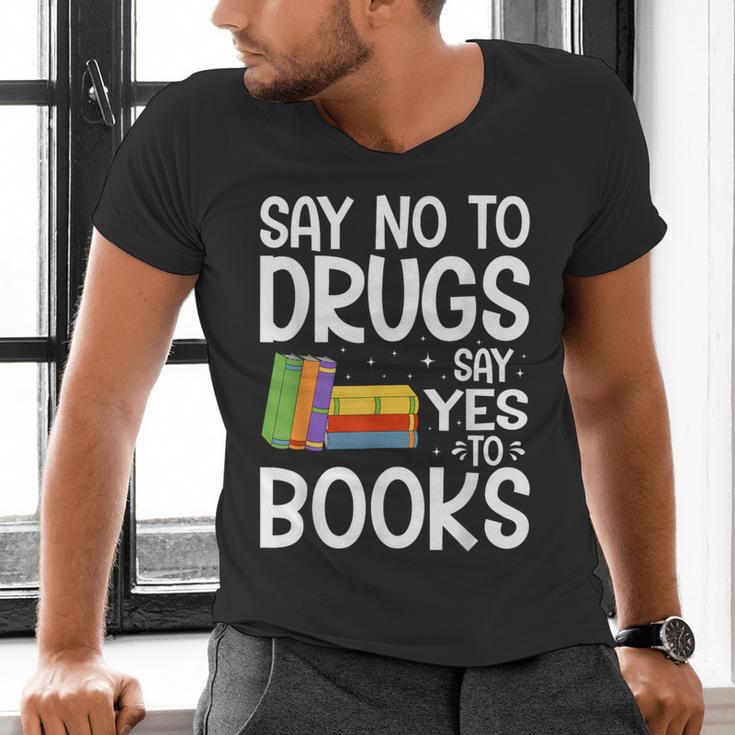 Red Ribbon Week Say No To Drugs Say Yes To Books Drug Free Men's V-Neck T-Shirt Red Ribbon Week Say No To Drugs Say Yes To Books Drug Free Men's V-Neck T-Shirt
