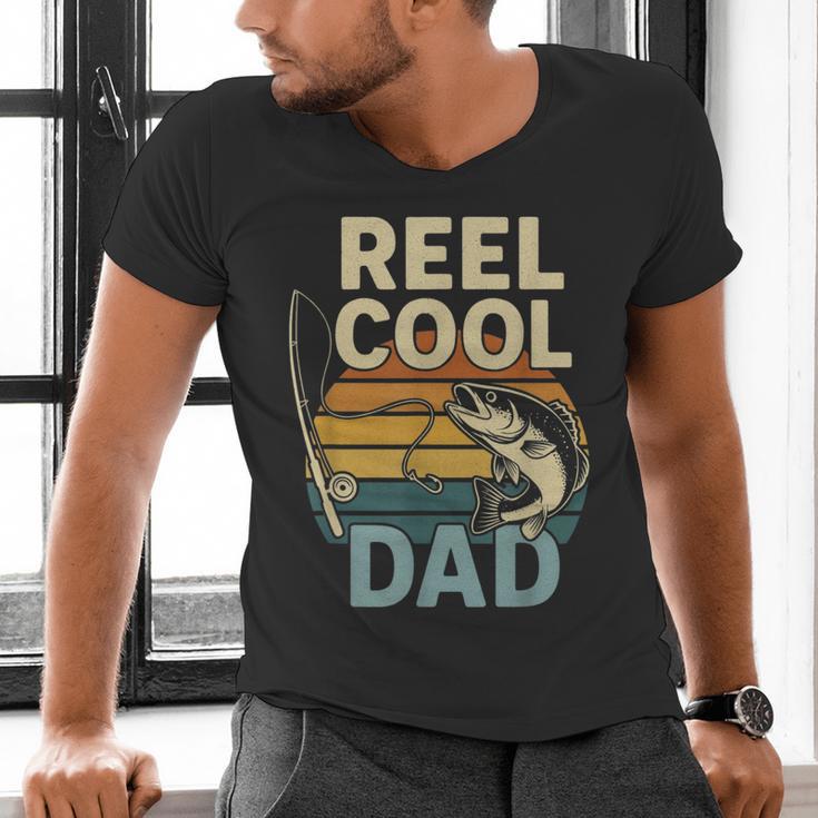 Reel Cool Dad Fathers Day Fishing Outdoors Men's V-Neck T-Shirt