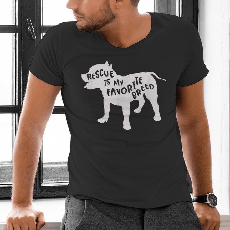 Rescue Is My Favorite BreedShirt Pitbull Mam Dad Shirt Men's V-Neck T-Shirt