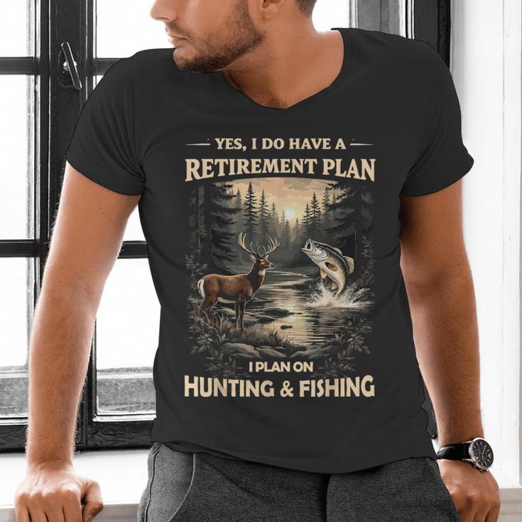 Retirement Plan On Hunting & Fishing Fisherman Hunter Dad Men's V-Neck T-Shirt