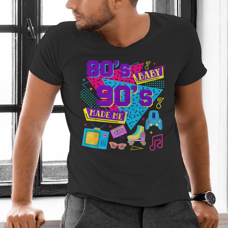 Retro 1980s 80's Baby 1990s 90's Made Me Nostalgia Birthday Men's V-Neck T-Shirt