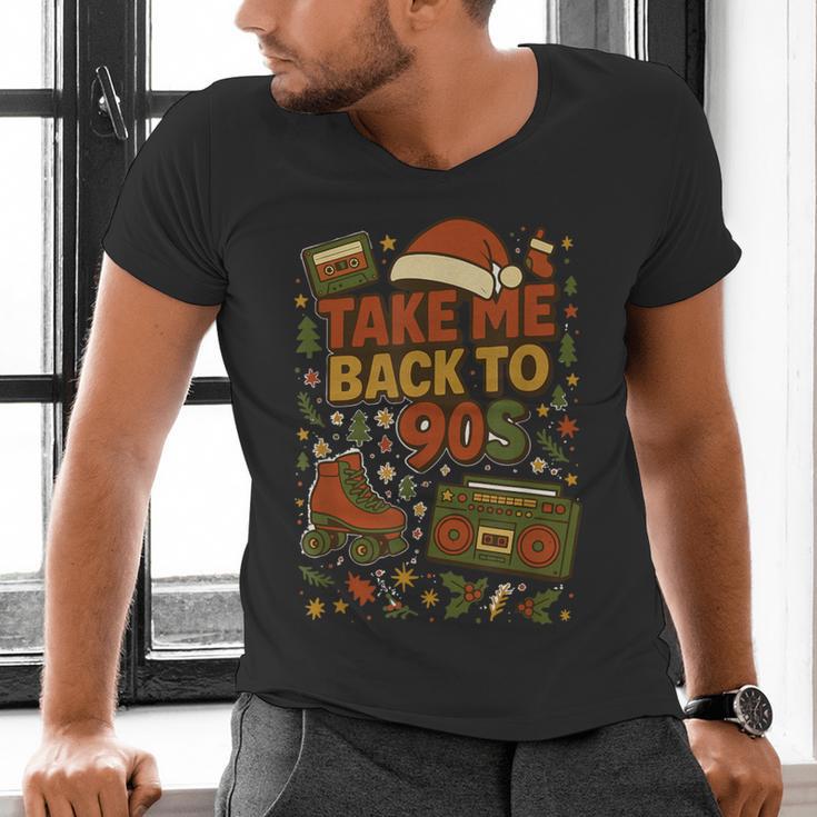 Retro 90s 80s Baby Christmas Holiday Nostalgia Men's V-Neck T-Shirt Retro 90s 80s Baby Christmas Holiday Nostalgia Men's V-Neck T-Shirt