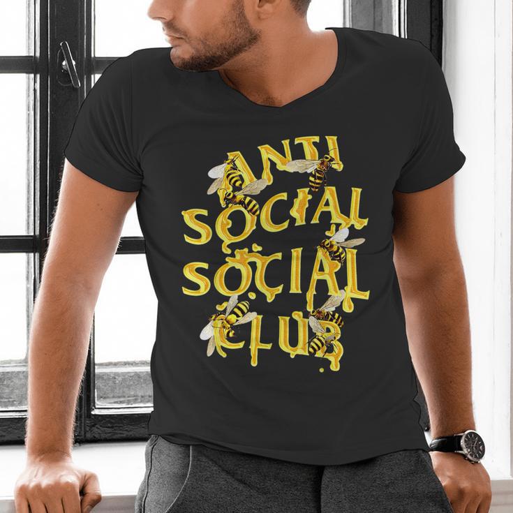 Retro Anti Social Club Bees Introvert Women Men Men's V-Neck T-Shirt