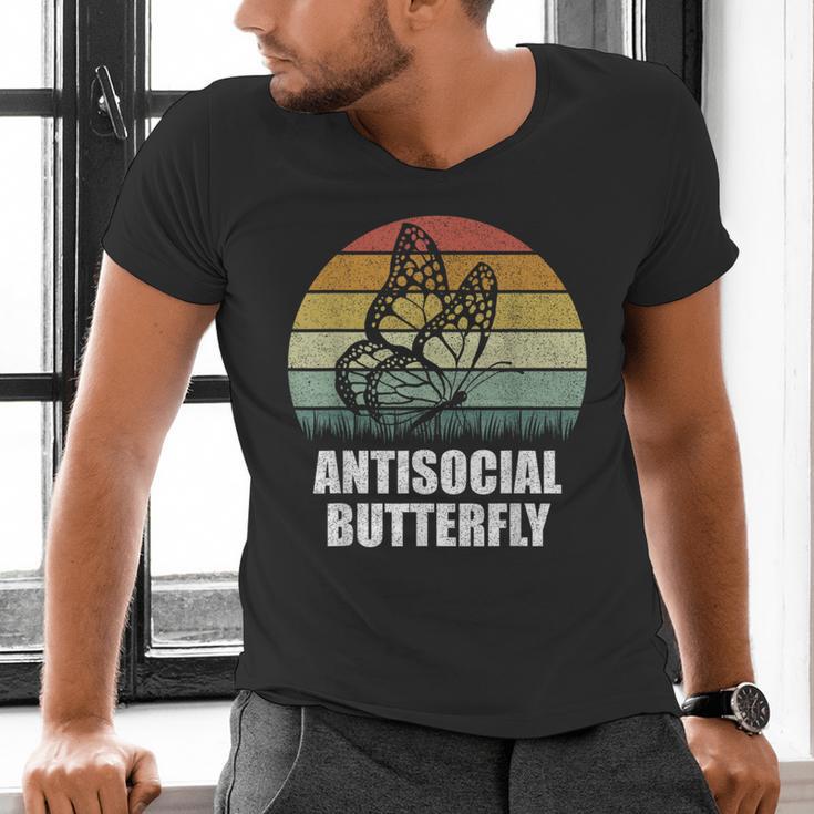 Retro Antisocial Butterfly Shirt For Introverts Men's V-Neck T-Shirt Retro Antisocial Butterfly Shirt For Introverts Men's V-Neck T-Shirt