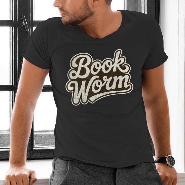 Retro Book Worm Reading For Book Lovers Men's V-Neck T-Shirt Retro Book Worm Reading For Book Lovers Men's V-Neck T-Shirt