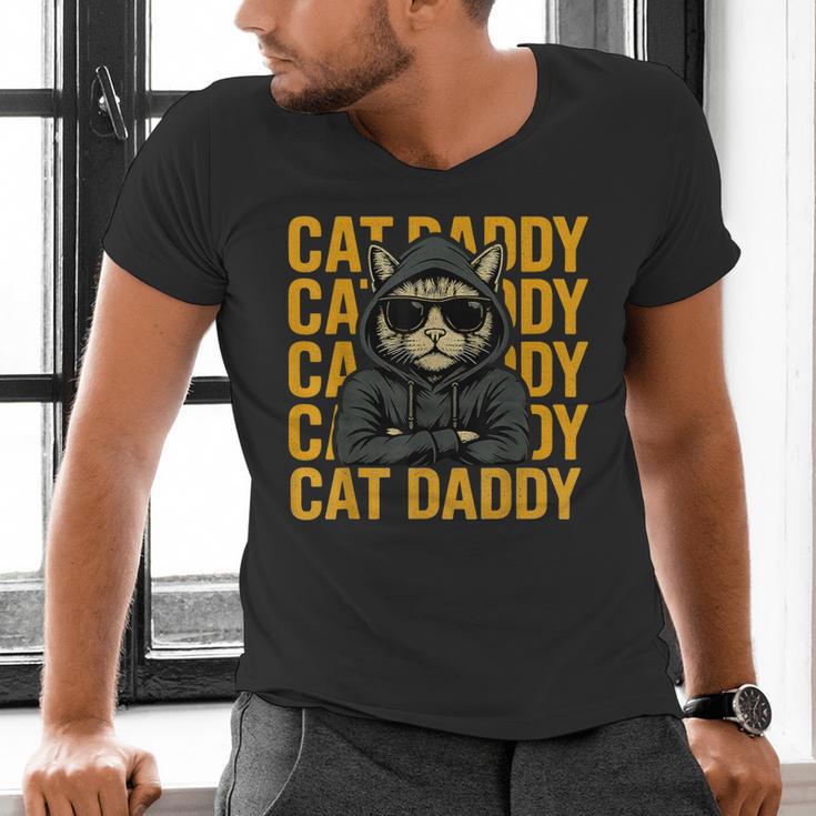 Retro Cat Daddy Style Animal For Men Women Kid Boy Girl Men's V-Neck T-Shirt