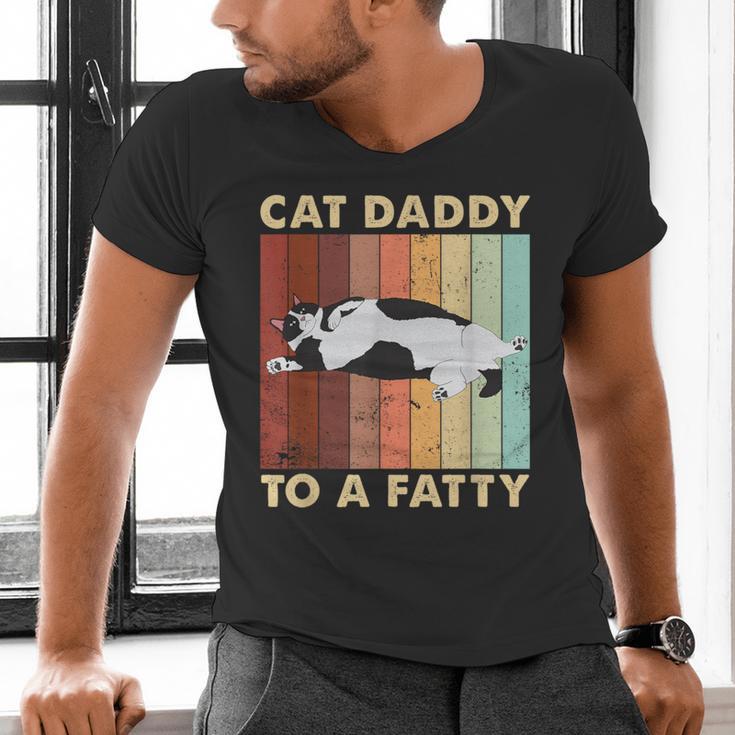 Retro Fat Chonk Dad Tee Cat Daddy To A Fatty Men's V-Neck T-Shirt Retro Fat Chonk Dad Tee Cat Daddy To A Fatty Men's V-Neck T-Shirt