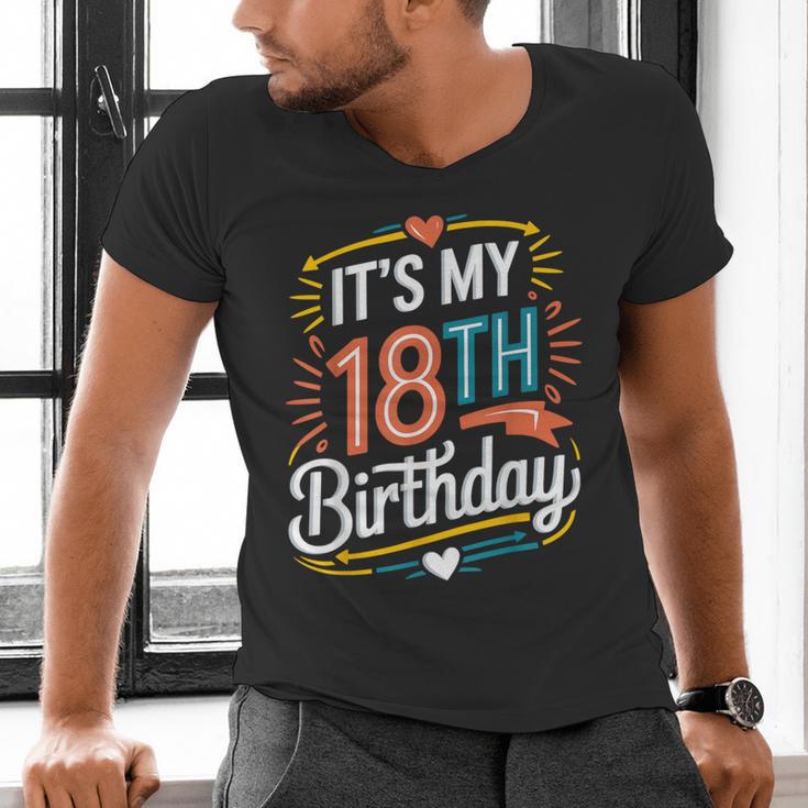 Retro It's My 18th Birthday Boho Nostalgia Women Kids Men's V-Neck T-Shirt