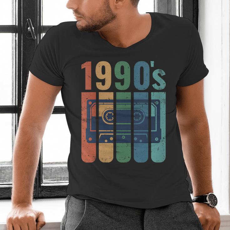 Retro Nineties Style Audio Tape Nostalgia Year 1990 Men's V-Neck T-Shirt