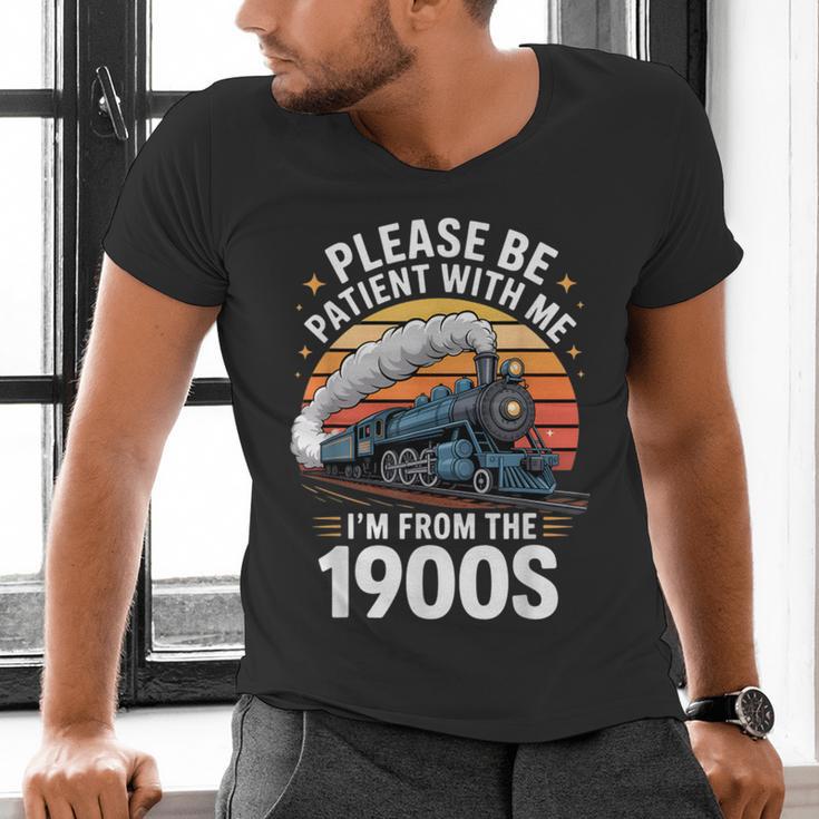 Retro Please Be Patient With Me I'm From The 1900s Train Men's V-Neck T-Shirt