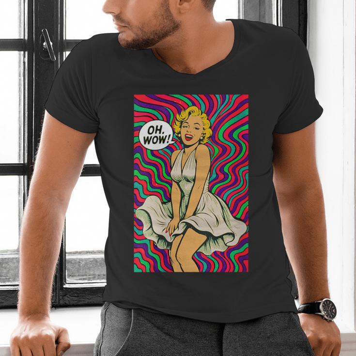 Retro Pop Art Vintage Style Blonde Psychedelic 50s Nostalgia Men's V-Neck T-Shirt