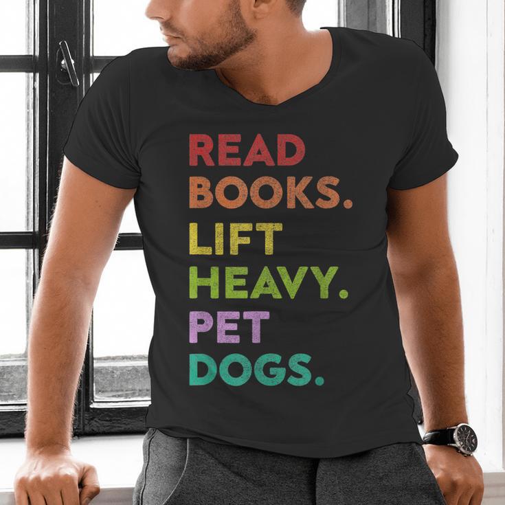 Retro Read Books Lift Heavy Pet Dogs Gym Book Lover Men's V-Neck T-Shirt