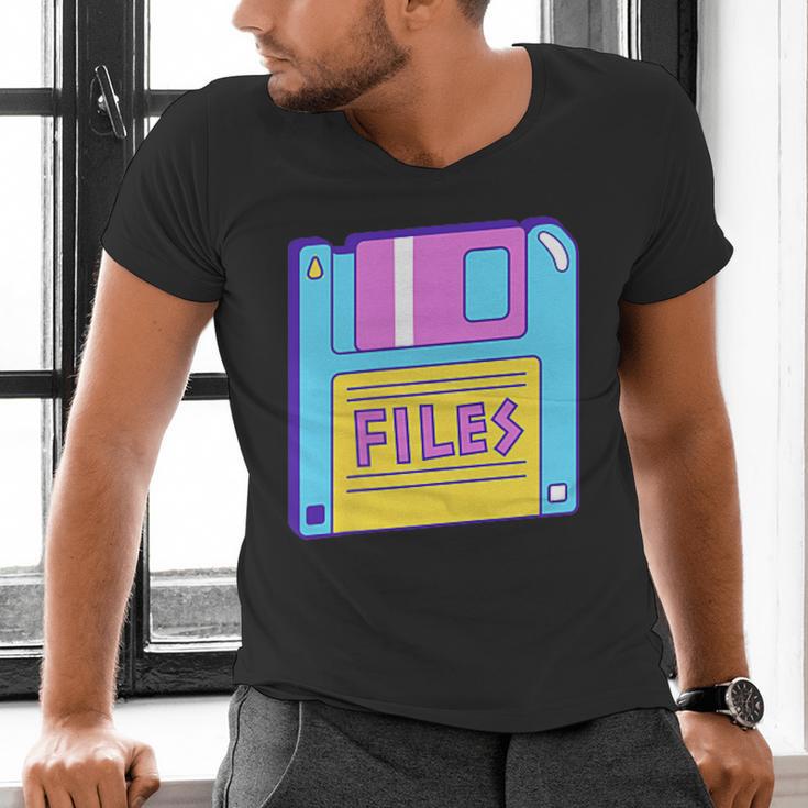 Retro TechnologyOld School Floppy Nostalgia 90s Generation Men's V-Neck T-Shirt