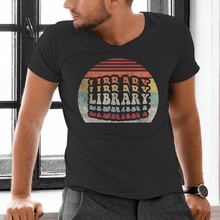Retro Vintage Bookworm Library Shirt Book Lover Men's V-Neck T-Shirt