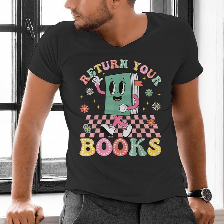 Return Your Books End School Year School Librarian Teacher Men's V-Neck T-Shirt