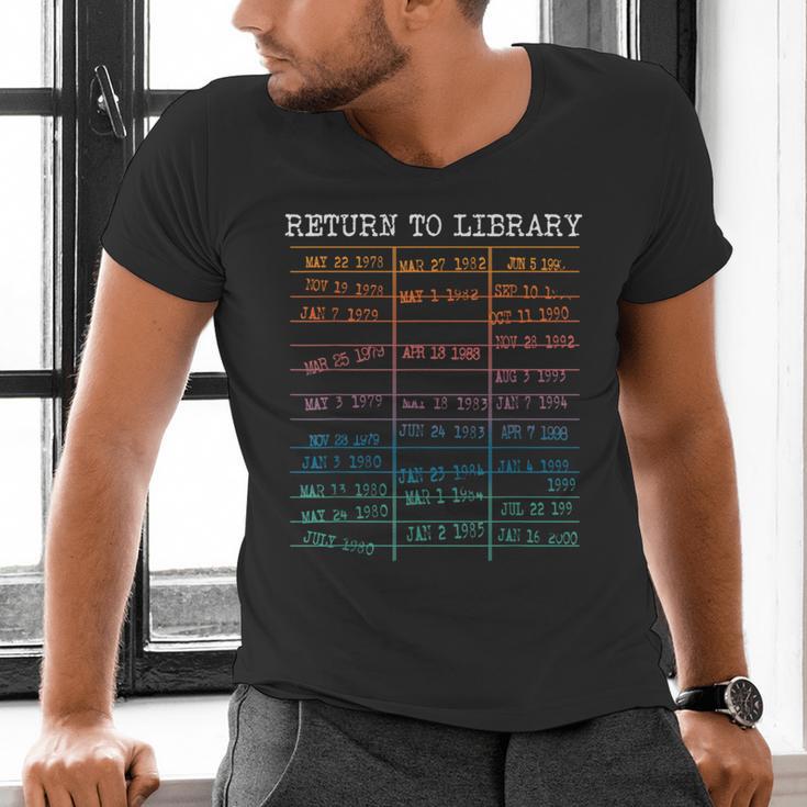 Return To Library Card Book Due Date Bookish Reading Men's V-Neck T-Shirt