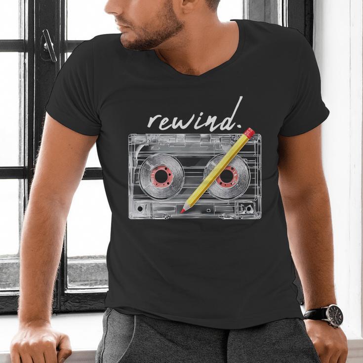 Rewind Cassette Tape Nostalgia 80s 90s Retro Music Lover Men's V-Neck T-Shirt
