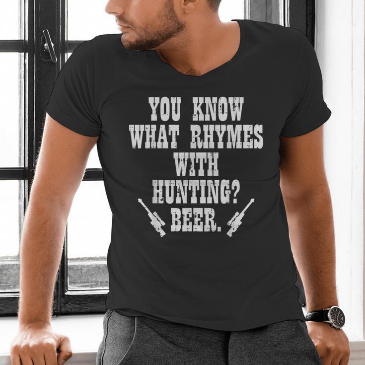 What Rhymes With Hunting Deer Hunter Dad Grandpa Men Men's V-Neck T-Shirt What Rhymes With Hunting Deer Hunter Dad Grandpa Men Men's V-Neck T-Shirt