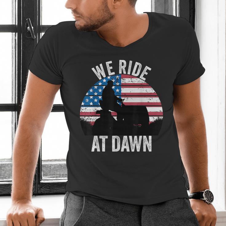 We Ride At Dawn Lawnmower Lawn Mowing Dad Vintage Men Men's V-Neck T-Shirt