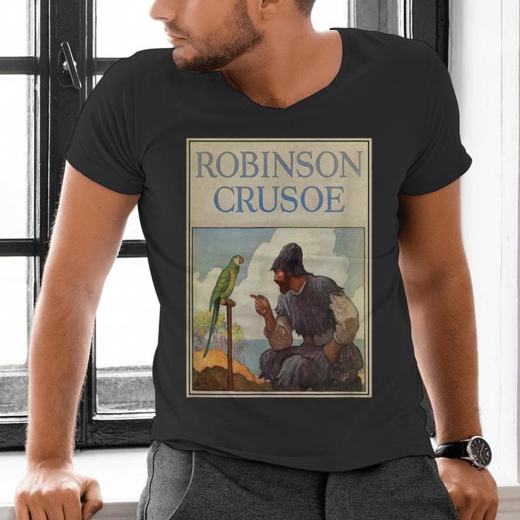 Robinson Crusoe Book Cover 1920 Men's V-Neck T-Shirt Robinson Crusoe Book Cover 1920 Men's V-Neck T-Shirt