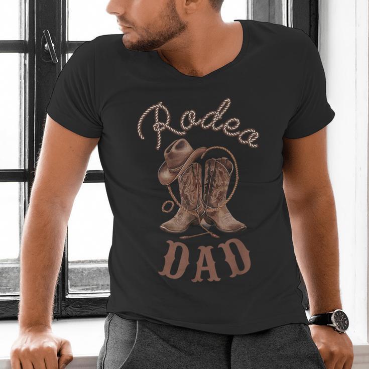 Rodeo Dad Western Cowboy Birthday Boy Family Matching Party Men's V-Neck T-Shirt