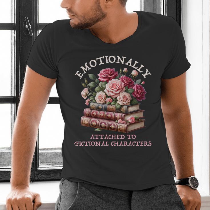 Romance Book Women Emotionally Attached Fictional Characters Men's V-Neck T-Shirt