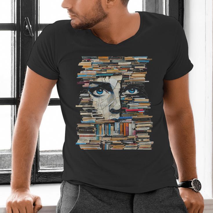 RtY Book Man Graphic Eyes Colorful Art Small Men's V-Neck T-Shirt RtY Book Man Graphic Eyes Colorful Art Small Men's V-Neck T-Shirt