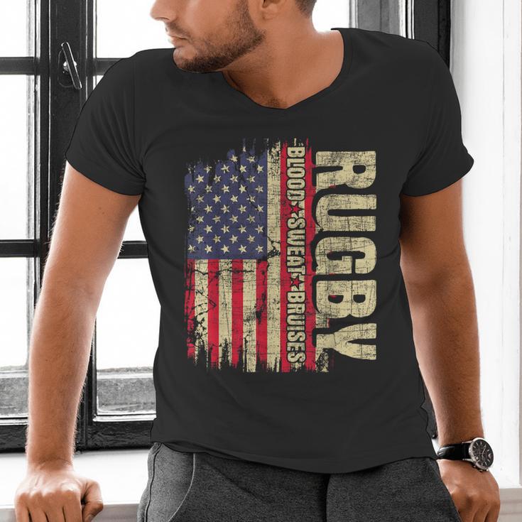 Rugby Blood Sweat Bruises Rugby Player Coach Dad Mom Men's V-Neck T-Shirt