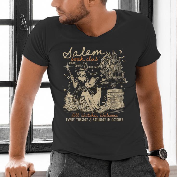 Salem Book Club Witches Witchy Witch Spooky Season Halloween Men's V-Neck T-Shirt Salem Book Club Witches Witchy Witch Spooky Season Halloween Men's V-Neck T-Shirt