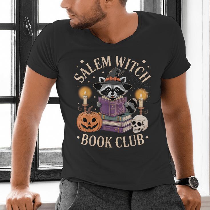 Salem Witch Book Club Bookish Halloween Raccoon Witchcraft Men's V-Neck T-Shirt