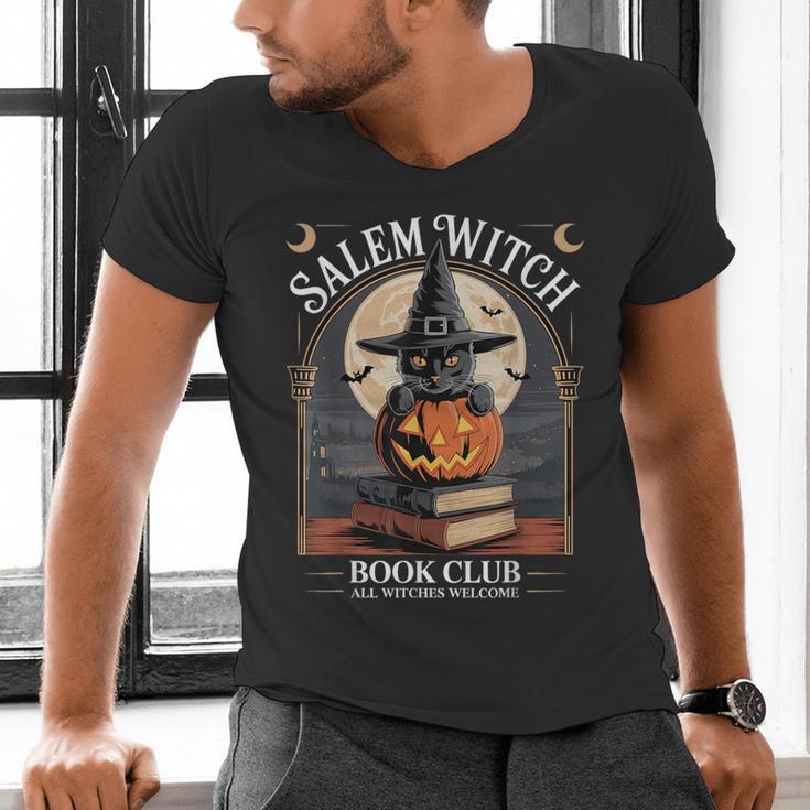Salem Witch Book Club All Witches Welcome Halloween Reading Men's V-Neck T-Shirt