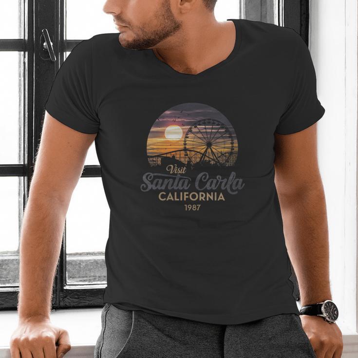 Santa Carla 1987 California Retro Sunset Nostalgia Men's V-Neck T-Shirt Santa Carla 1987 California Retro Sunset Nostalgia Men's V-Neck T-Shirt