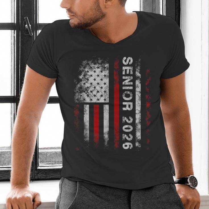 Senior 2026 American Flag Shirt USA Graduation Class Of 2026 Men's V-Neck T-Shirt