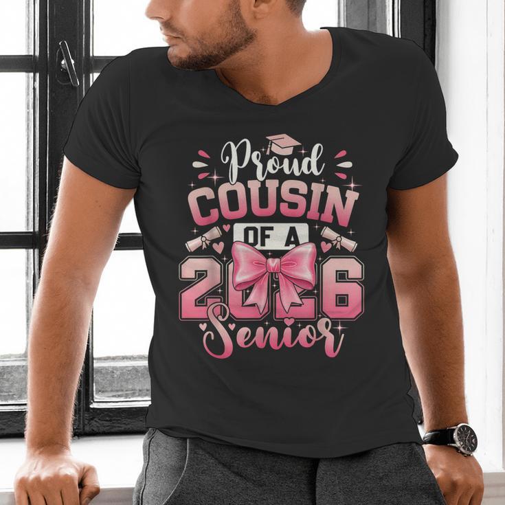 Senior 2026 Class Of 26 Coquette Pink Bow Graduation Cousin Men's V-Neck T-Shirt