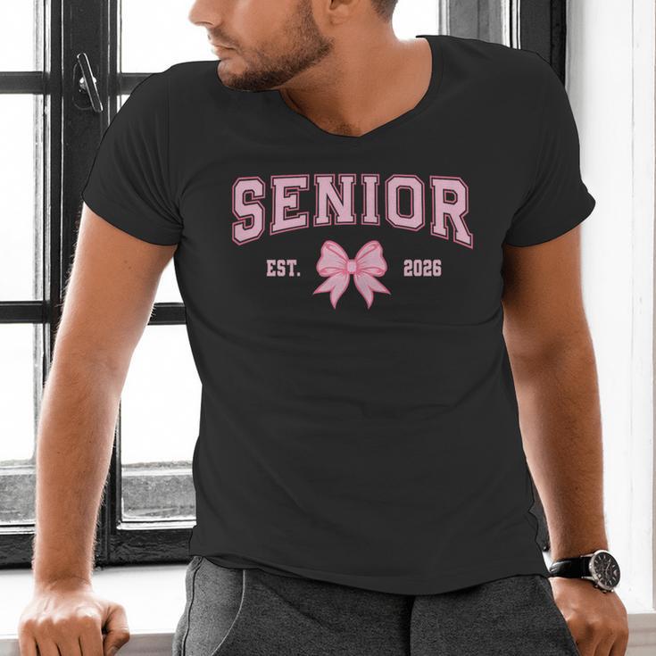Senior 2026 Class Of 2026 Coquette Pink Bow Graduation 2026 Men's V-Neck T-Shirt