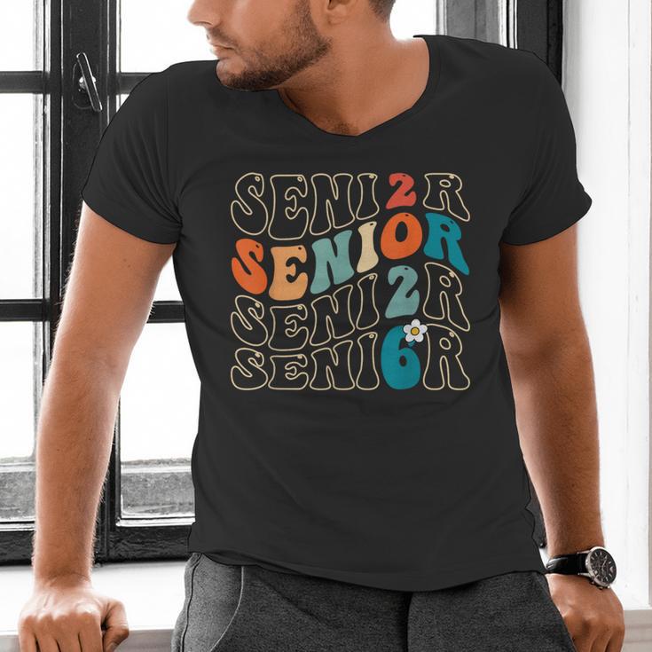 Senior 2026 Class Of 2026 Retro Groovy Graduation Grad Women Men's V-Neck T-Shirt