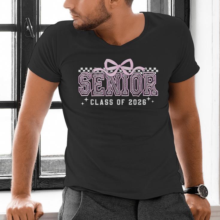 Senior 2026 Coquette Bow Class Of 2026 Graduation Graduate Men's V-Neck T-Shirt
