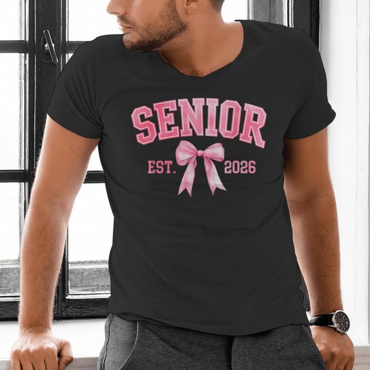 Senior 2026 Coquette Pink Bow Class Of 2026 Graduation Girls Men's V-Neck T-Shirt