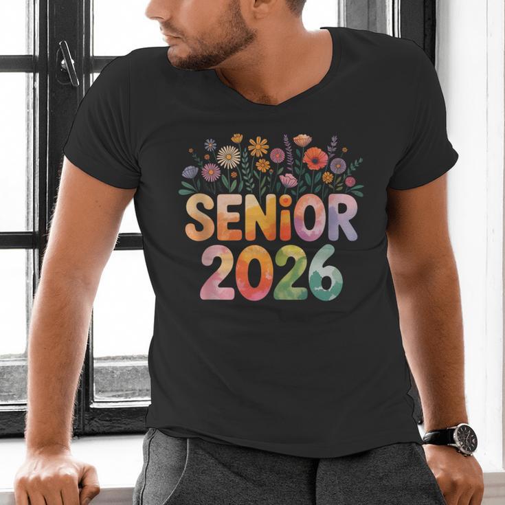 Senior 2026 Groovy Retro Grad Class Of 2026 Graduation Kids Men's V-Neck T-Shirt