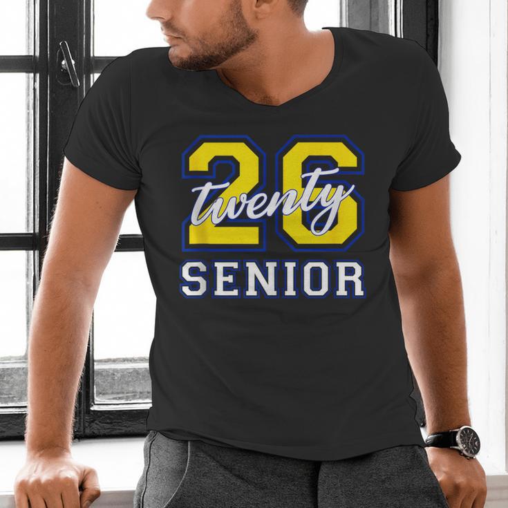 Senior Class 2026 Graduation Yellow Blue Letters Men's V-Neck T-Shirt