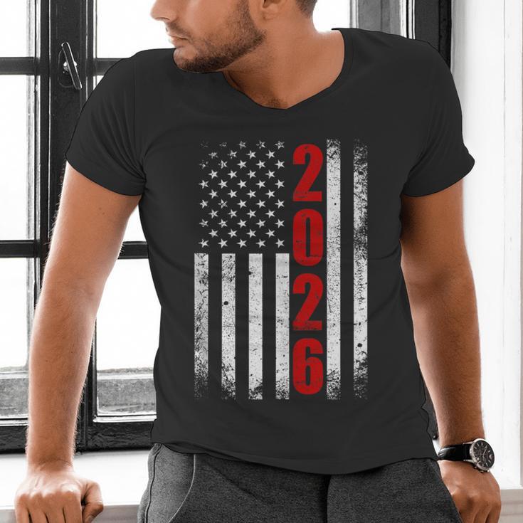 Senior Class Of 2026 Patriotic American USA Flag Graduation Men's V-Neck T-Shirt