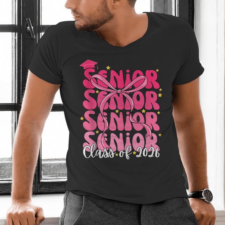 Senior Class Of 2026 Pink Coquette Bow Graduation 2026 Men's V-Neck T-Shirt