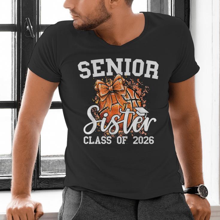 Senior Sister Class Of 2026 Coquette Basketball Graduation Men's V-Neck T-Shirt
