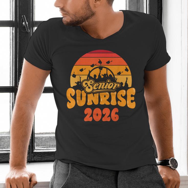 Senior Sunrise Class Of 2026 Graduation Proud Graduate Retro Men's V-Neck T-Shirt